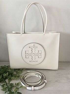TORY BURCH ELLA BIO TOTE/CROSSBODY BAG WARM WHITE W/DUSTBAG